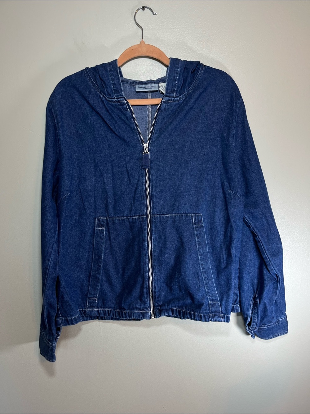 Vintage 90’s Faded Glory Dark Blue Denim Hooded Zip Jacket
